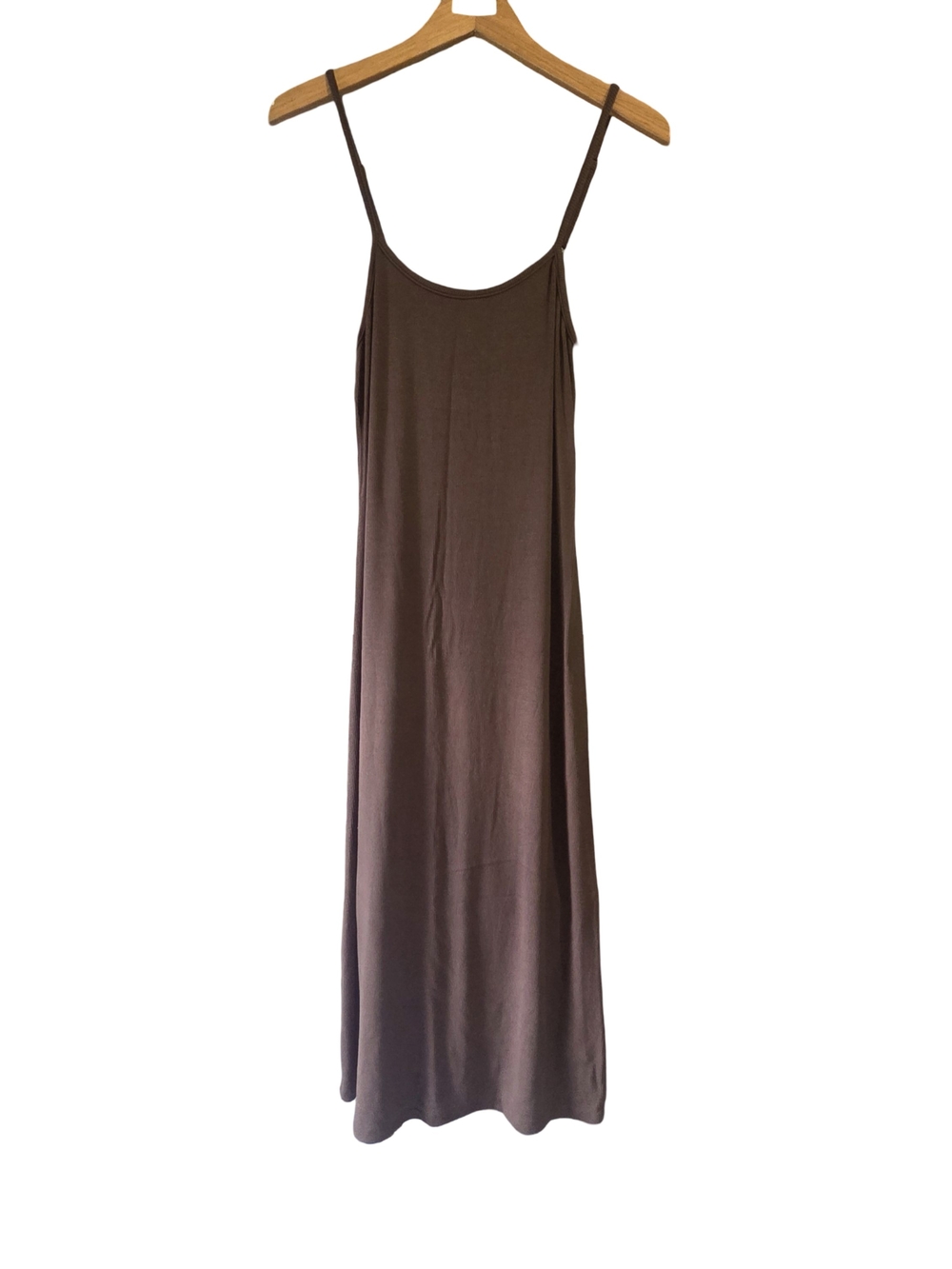 Women's Brown Spaghetti Strap Maxi Dress - Sleek Slip Style - Picture 2 of 7